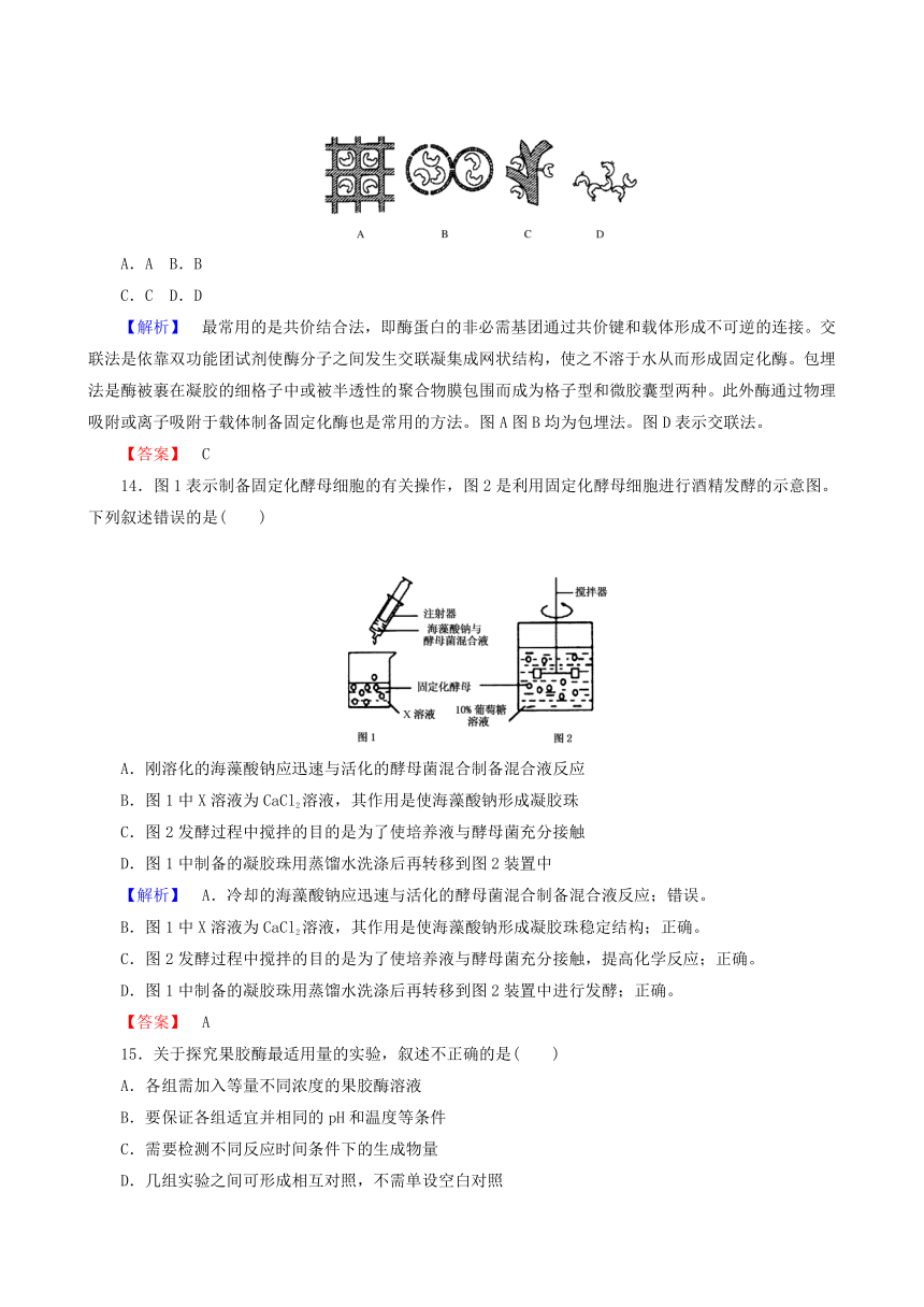 人教版生物选修1课时作业：专题4 酶的研究与应用