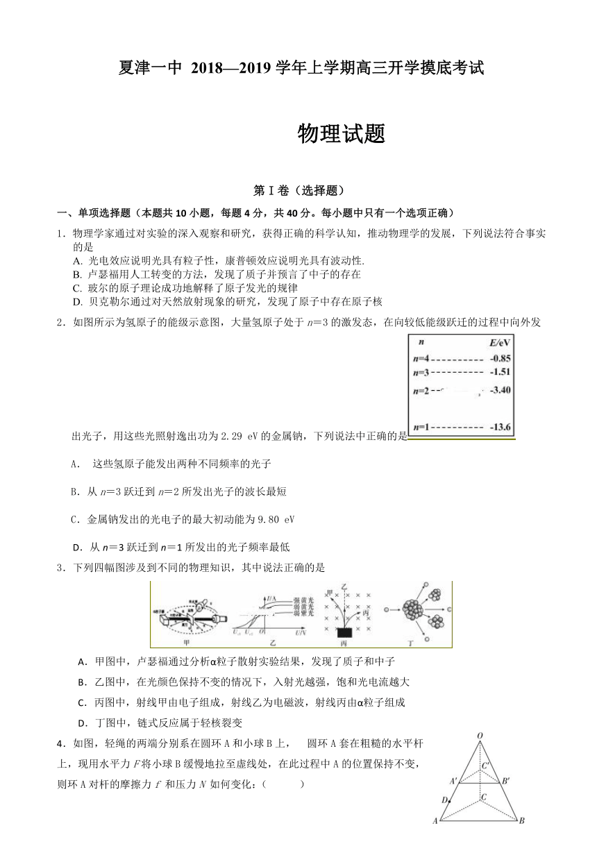 山东省夏津一中2019届高三上学期开学考试物理试卷 Word版含答案