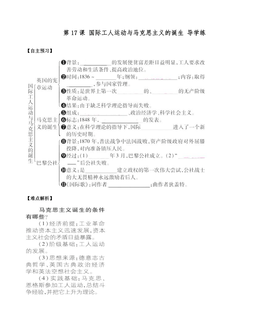 第17课 国际工人运动与马克思主义的诞生 导学练