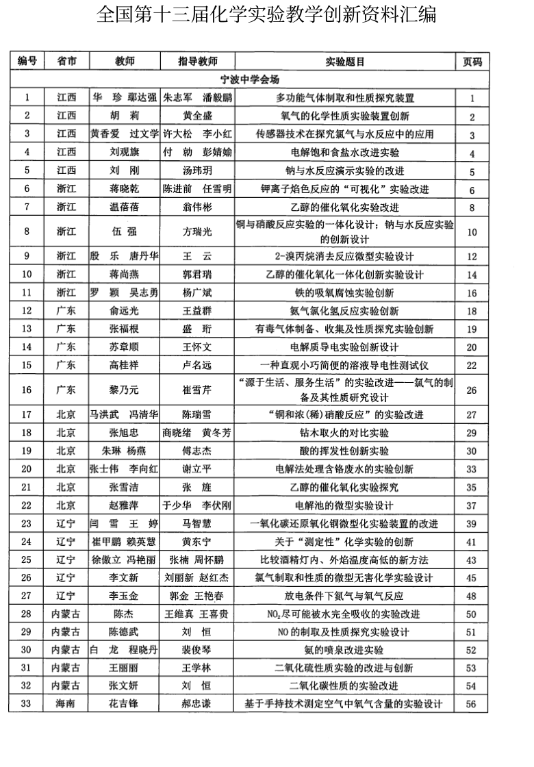 全国第十三届化学实验教学创新资料汇编 pdf版