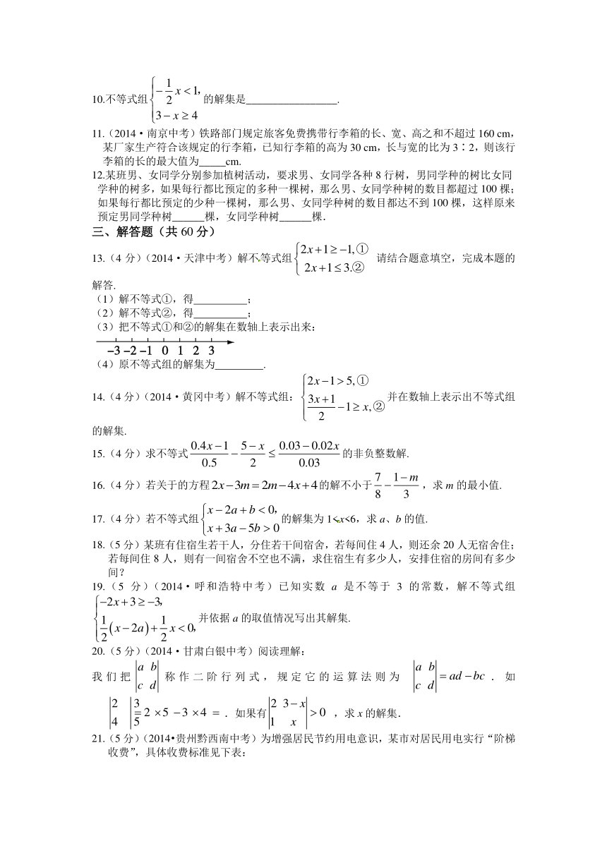 【中学教材全解】2015春七年级数学下（北京课改版）第五章一元一次不等式和一元一次不等式组试题