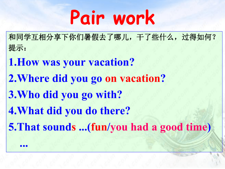 Unit 1 Where did you go on vacation? Section A 1a-1c课件