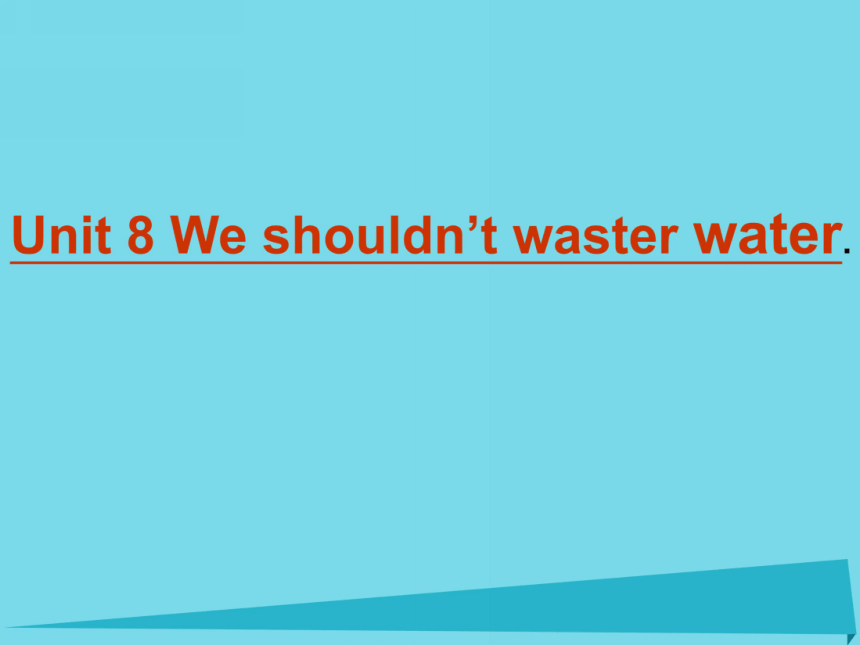 Unit 8 We shouldn't waste water 课件