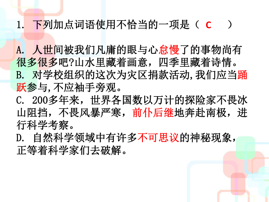 八年级语文下册人教版课件：专题三 词语运用(共13张PPT)