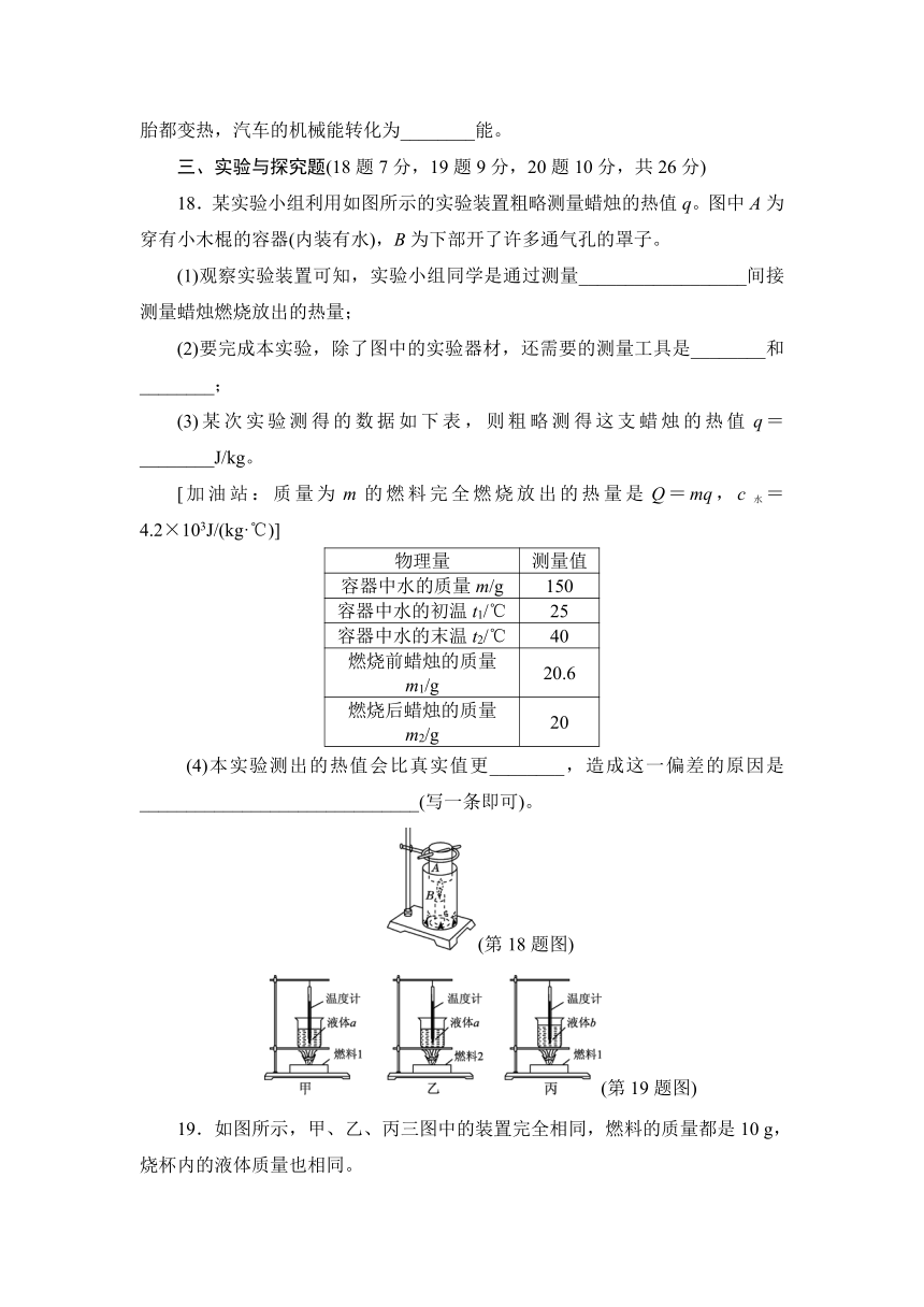 教科版九年级上册第二章 改变世界的热机 综合测试题