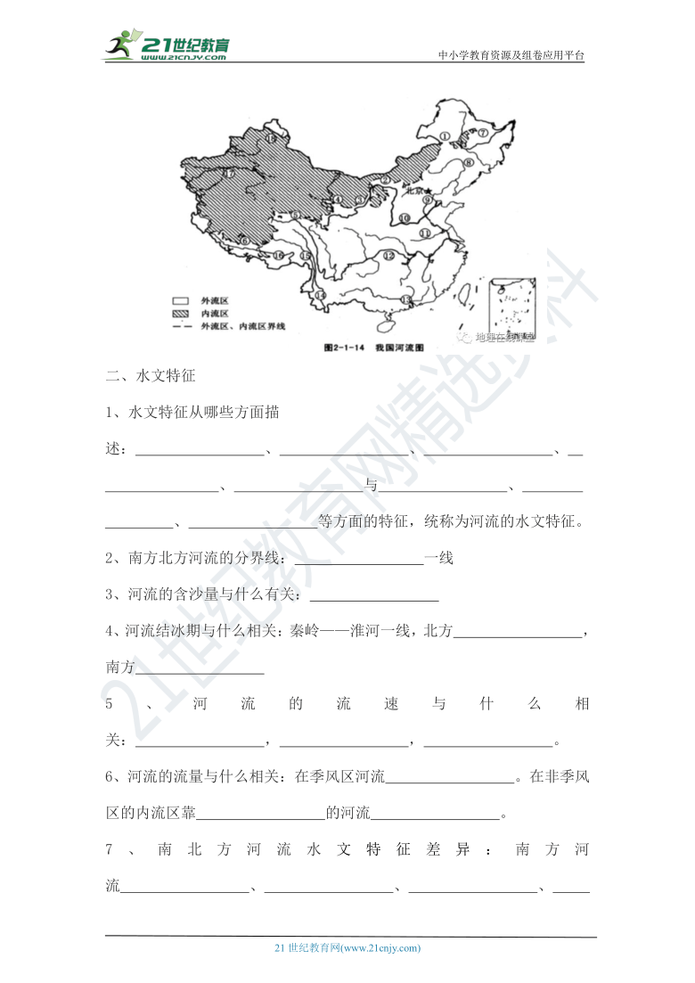 【2021中考一轮】填图记忆与测试——河流与湖泊及京杭运河