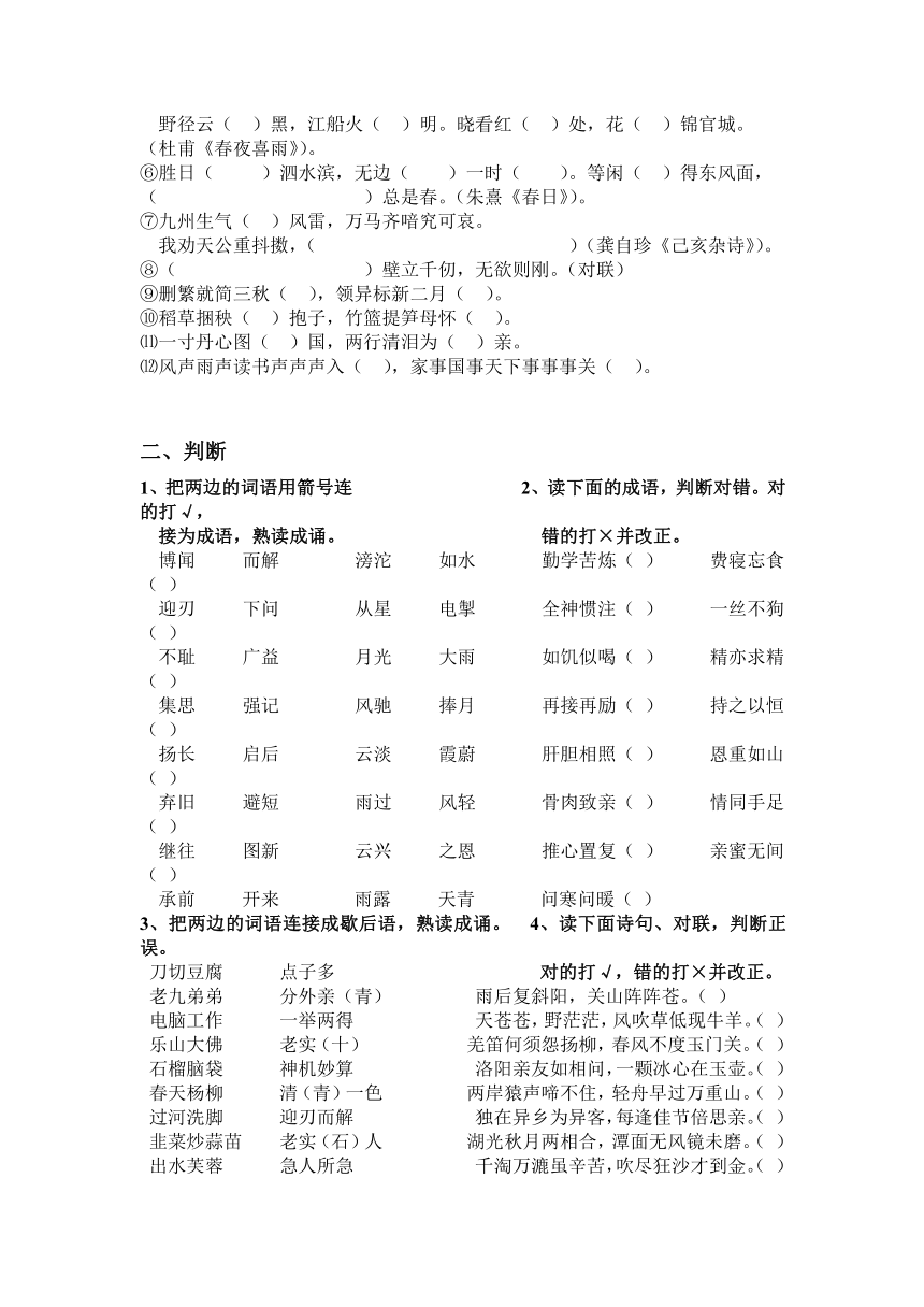 小学毕业班语文总复习题