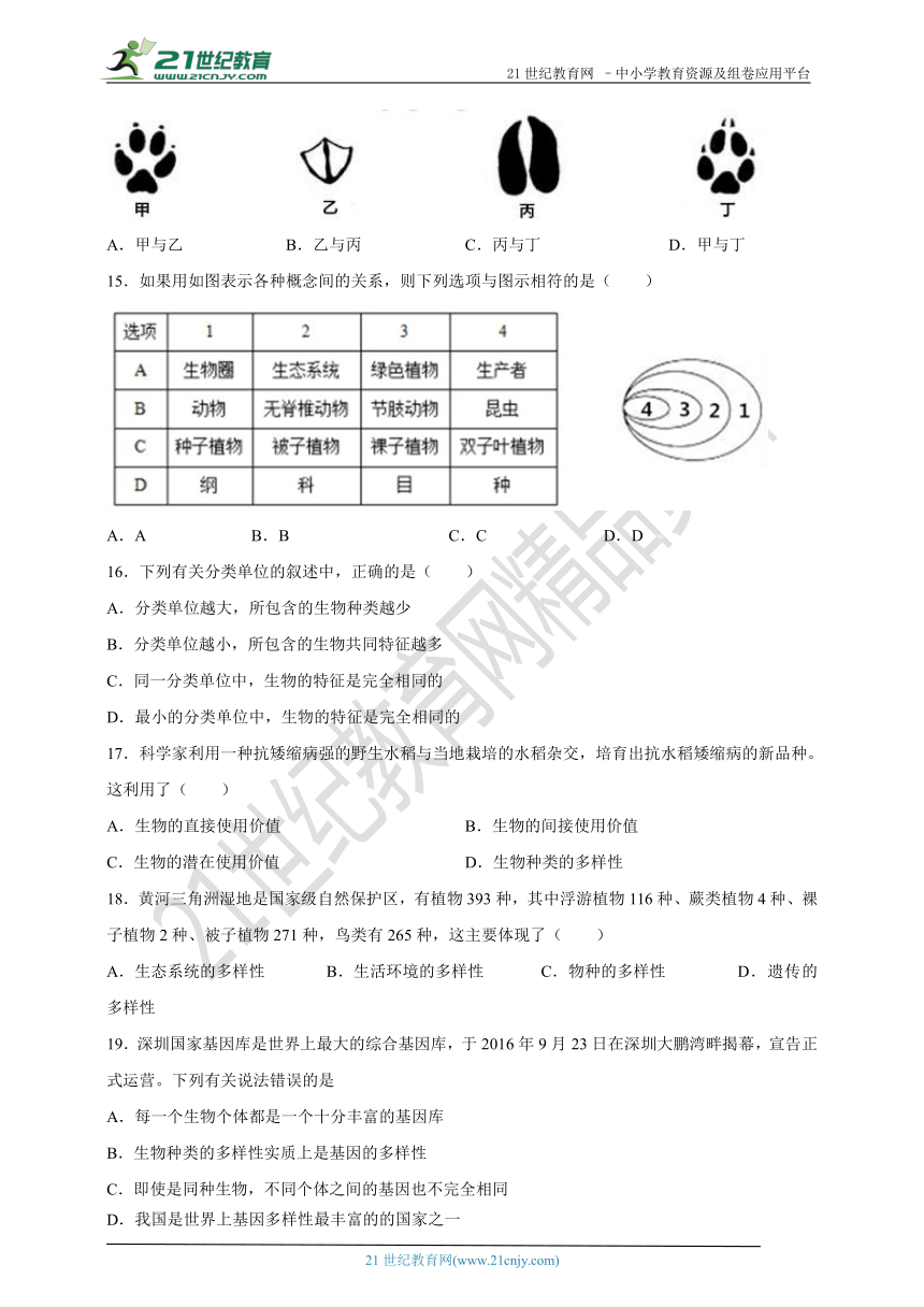 2018年中考生物一轮复习检测题（九）（第六单元）（含答案）