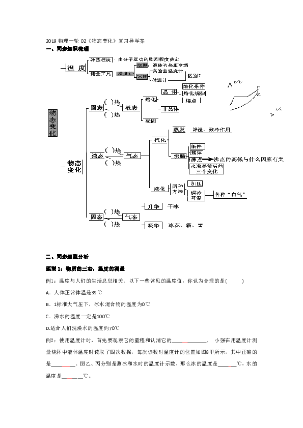 江苏省仪征市扬子中学2019物理一轮02《物态变化》复习导学案