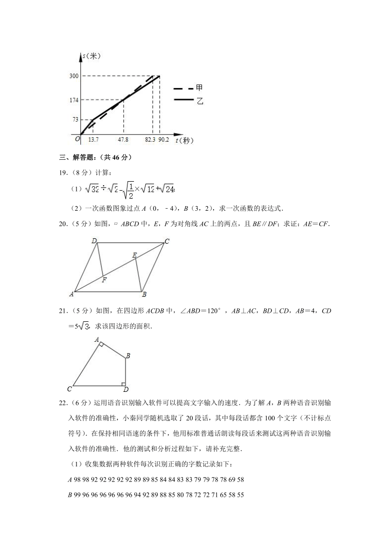 2019-2020学年北京市海淀教师进修学校附属实验学校八年级（下）期末数学试卷    (word 解析版)