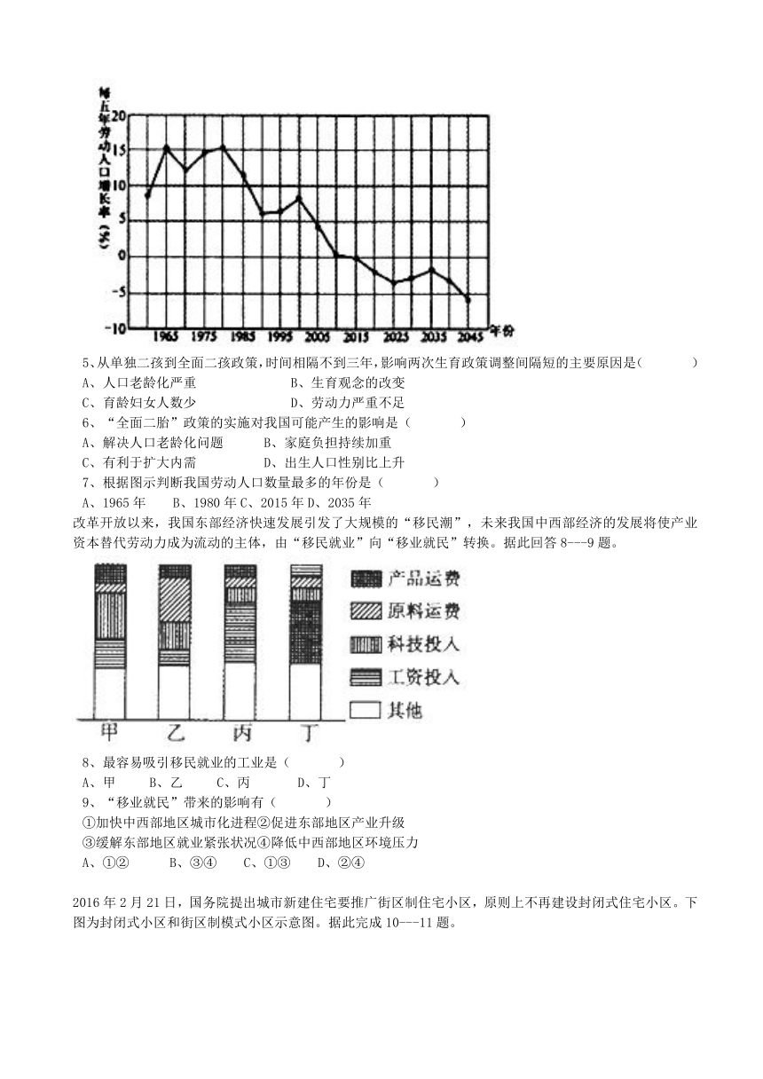 黑龙江省青冈县2016-2017学年高一地理下学期期中试题