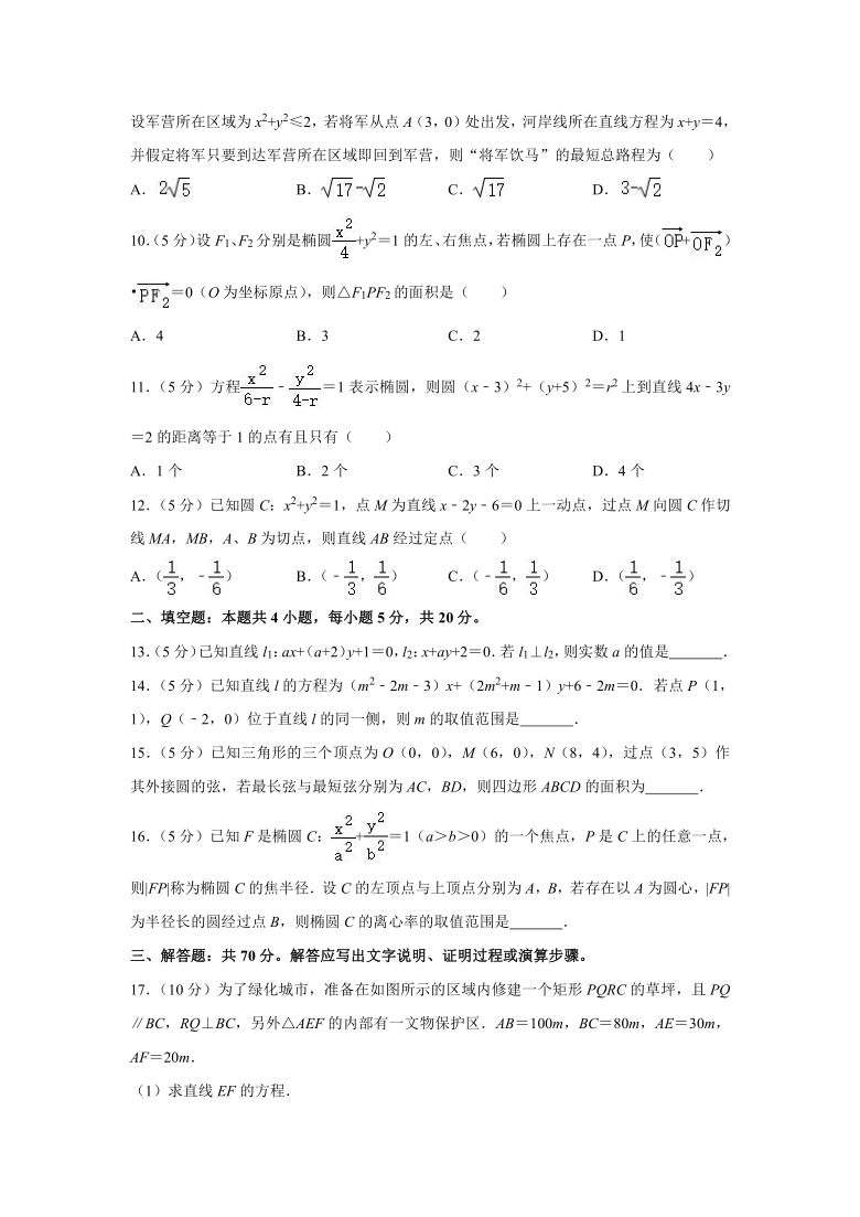 2020-2021学年江西师大附中高二（上）10月月考数学试卷（Word解析版）