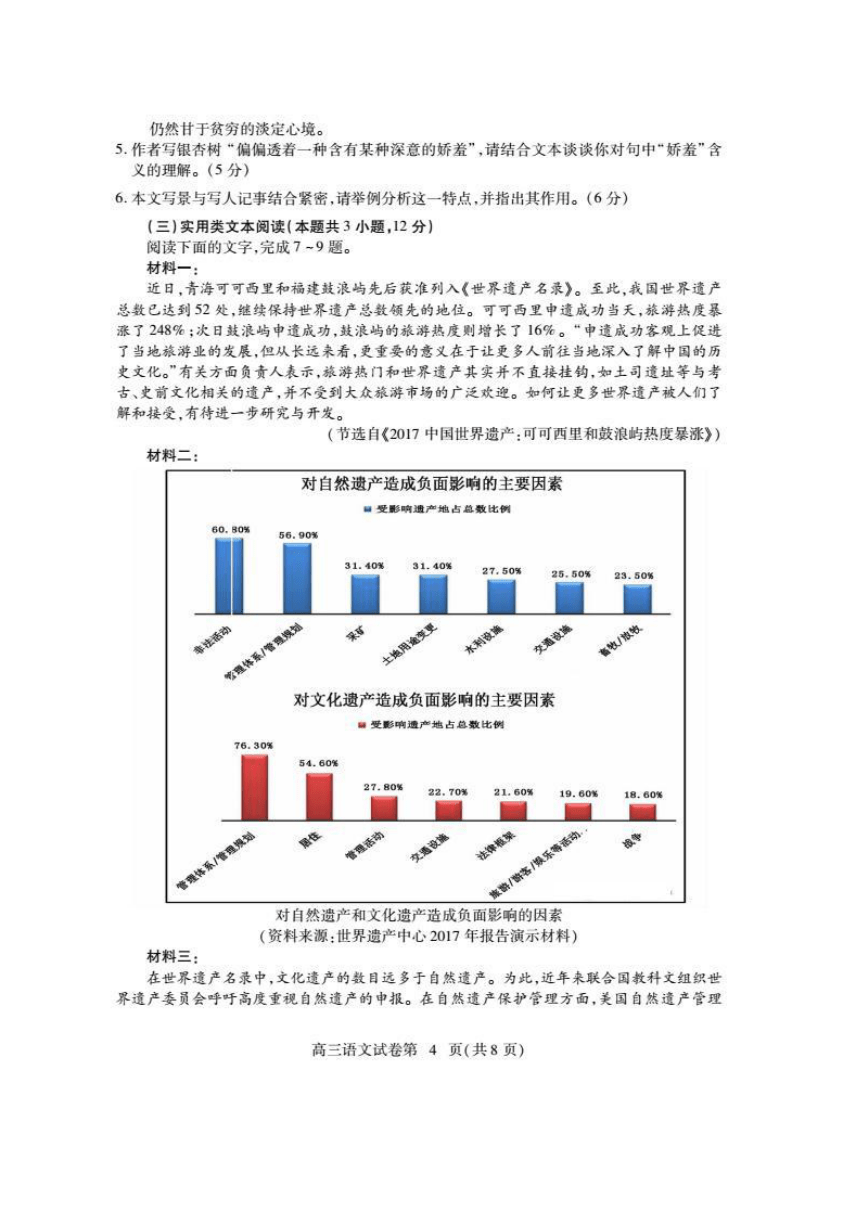 湖北省黄冈、黄石等八市2018届高三3月联考语文试题（图片版，WORD答案）