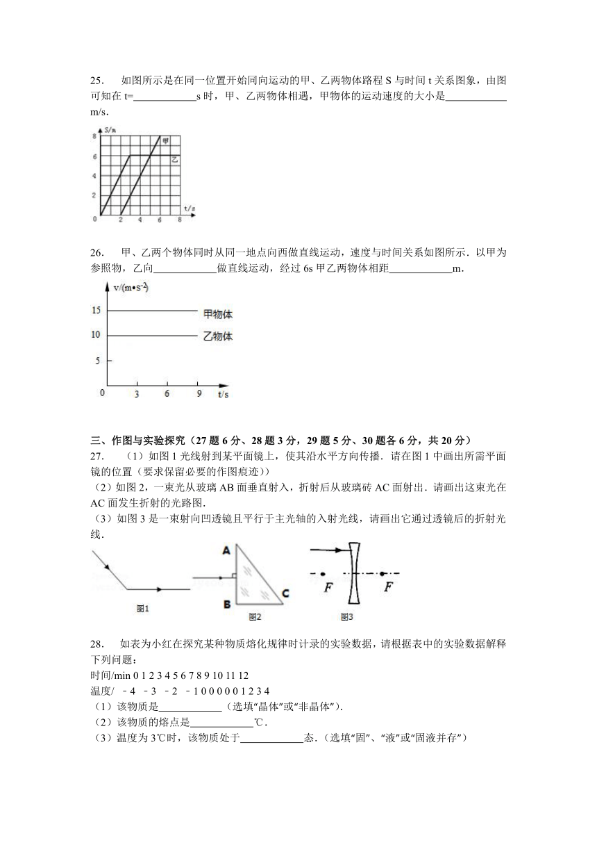 四川省泸州市龙马潭区2014-2015学年八年级（上）期末物理试卷解析