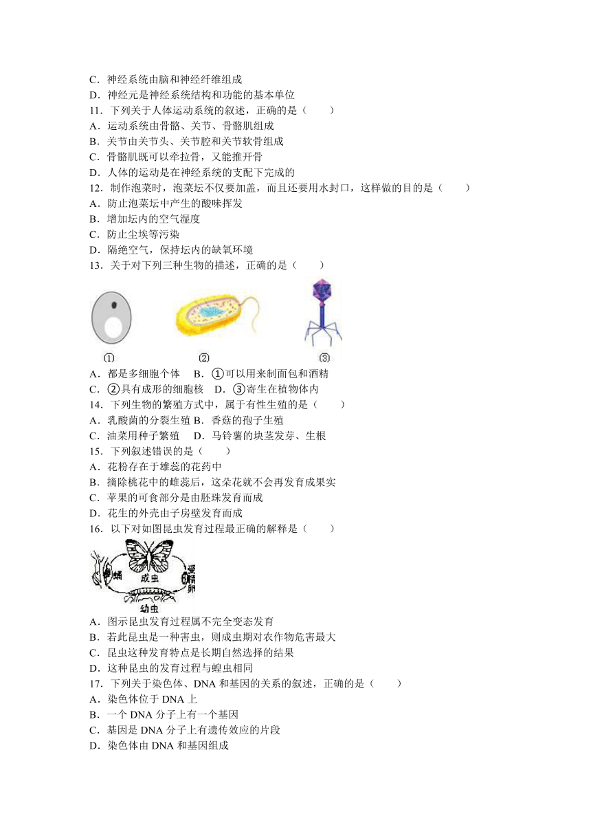 2016年内蒙古鄂尔多斯市康巴什新区中考生物一模试卷（解析版）