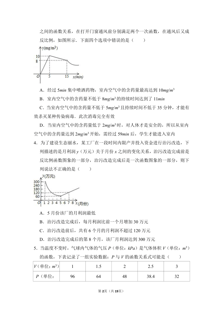 2021-2022学年湘教版九年级数学上册《1.3 反比例函数的应用》提高训练（word版含答案）