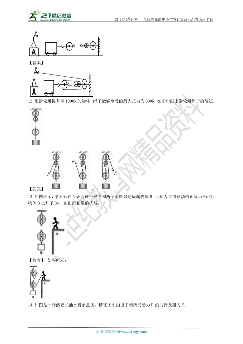 人教版八年級下冊槓桿滑輪作圖題有答案