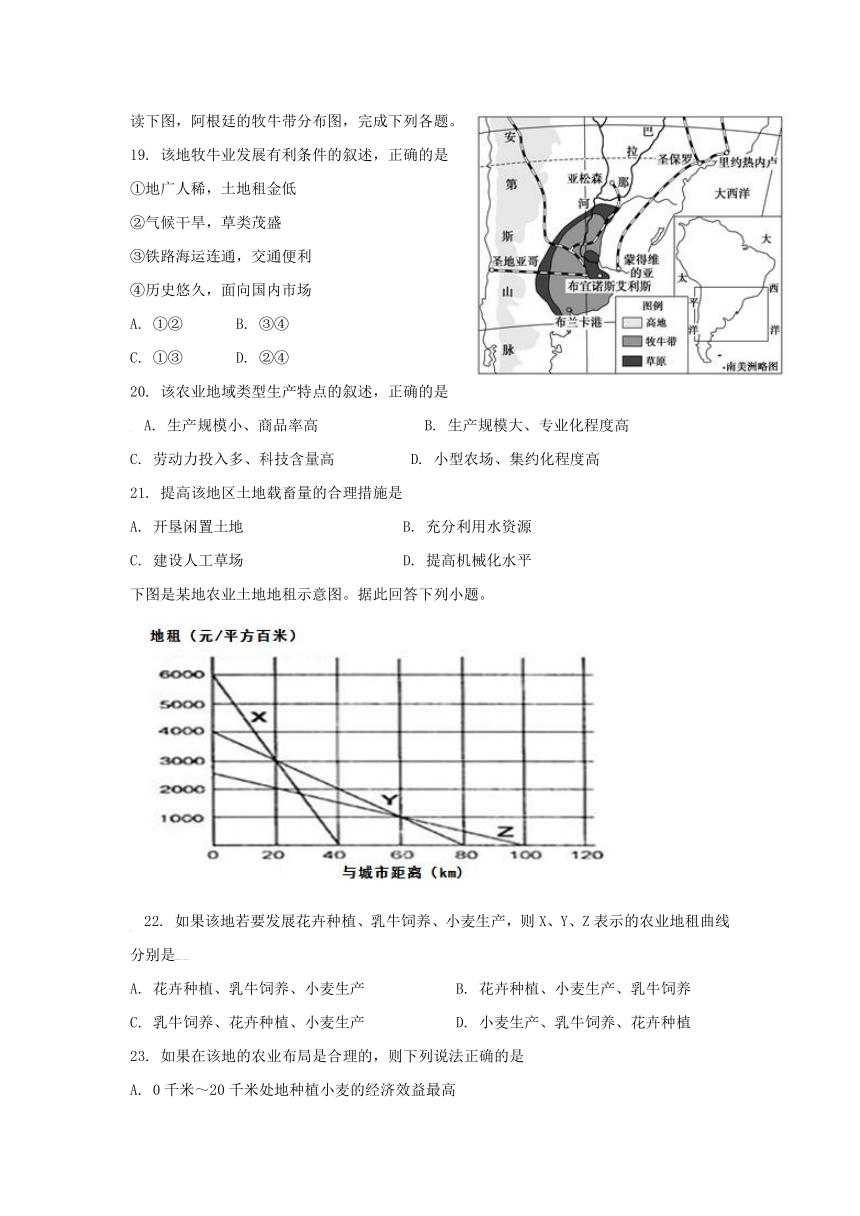 安徽省淮北市濉溪中学2016-2017学年高一下学期第二次月考地理试卷