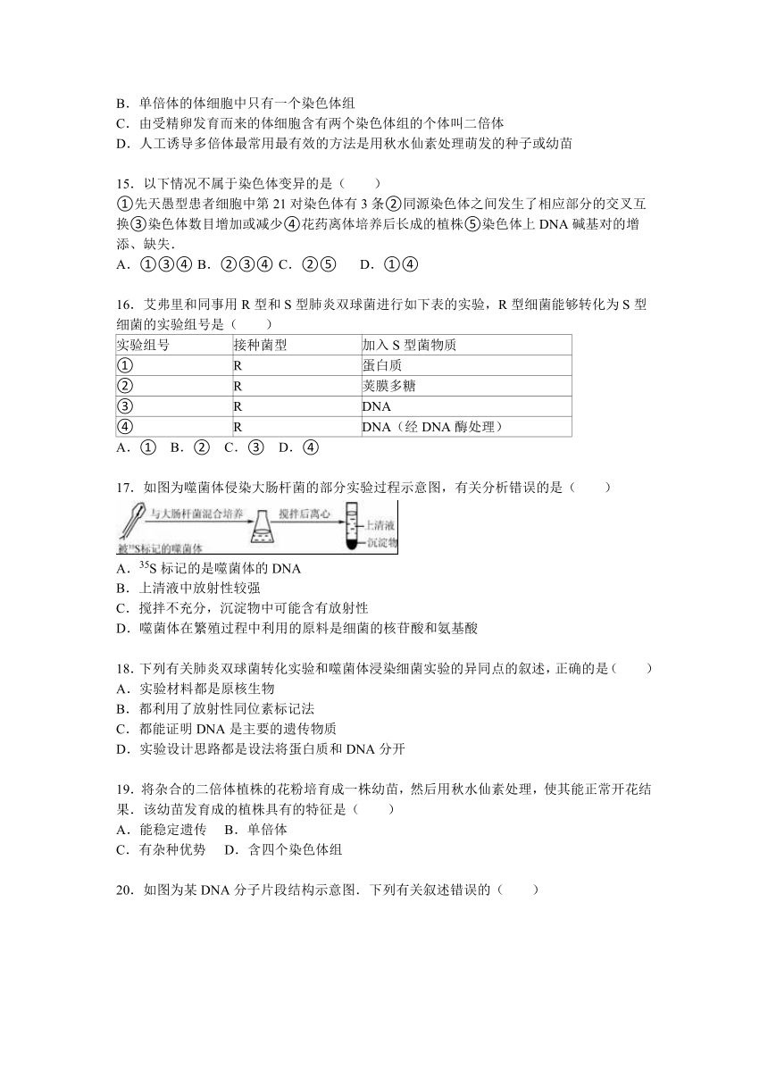 【解析版】2014-2015学年江苏省淮安市洪泽二中高一（下）月考生物试卷（6月份）