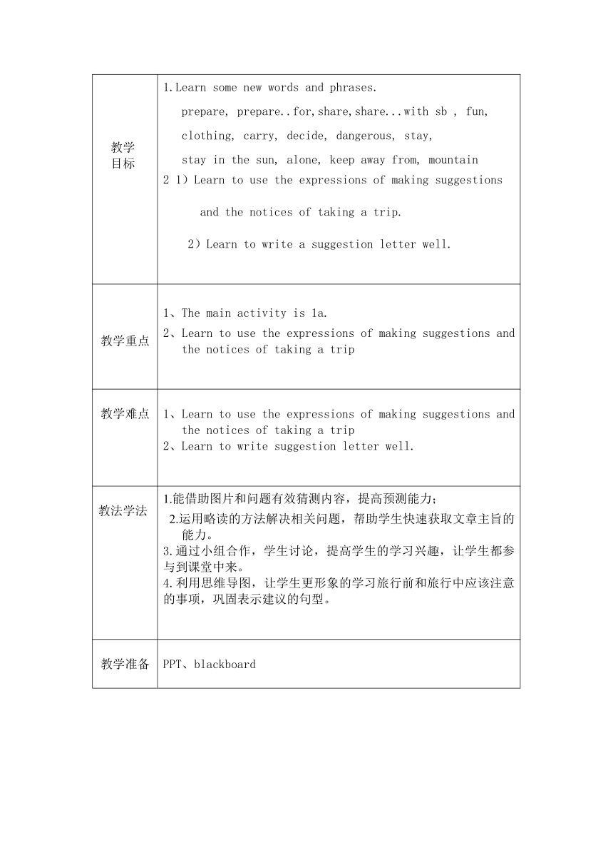 Unit 8 The seasons and the Weather Topic 2 The summer holidays are coming.教学设计