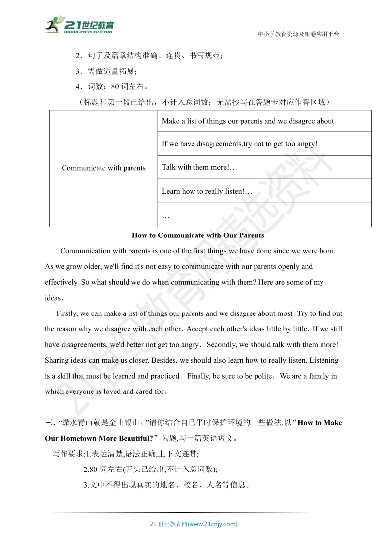 （必刷题）2021年四川省中考英语专项练习—写作（精编版 带答案）