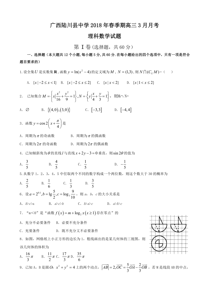 广西陆川县中学2018届高三下学期3月月考数学（理）试题 Word版含答案