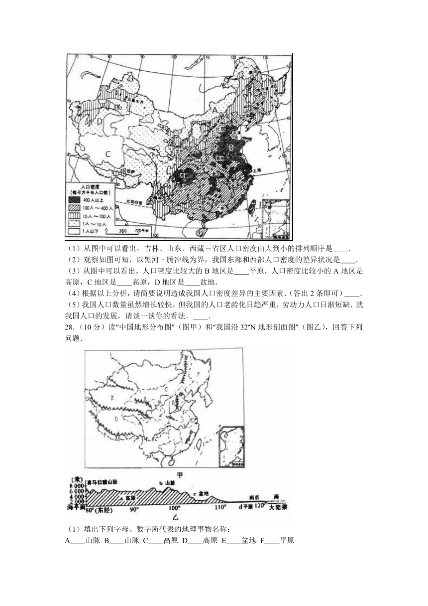 山东省潍坊市高密市2016-2017学年八年级（上）期中地理试卷(解析版)