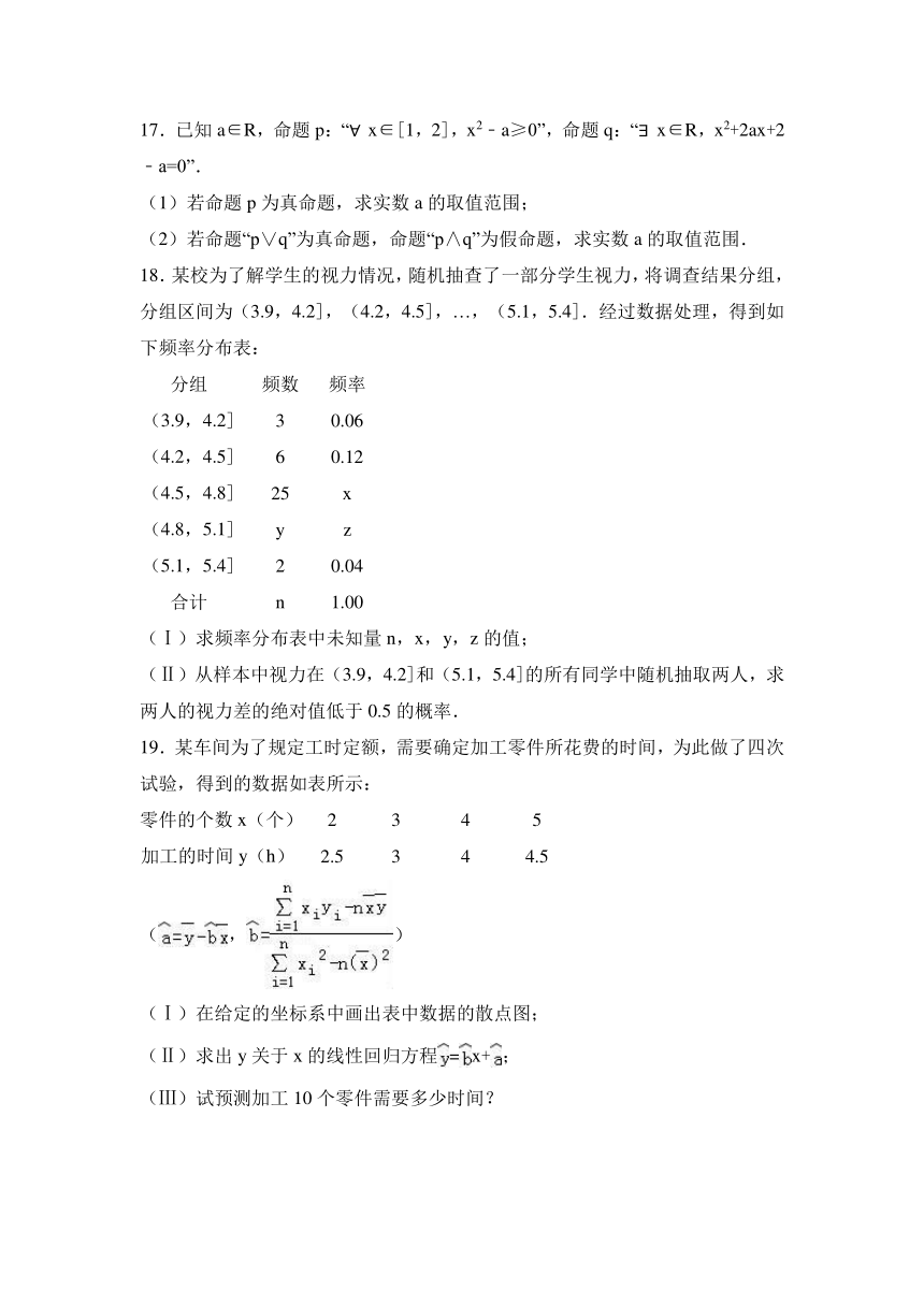 安徽省宣城市2016-2017学年高二（上）期末数学试卷（理科）（解析版）