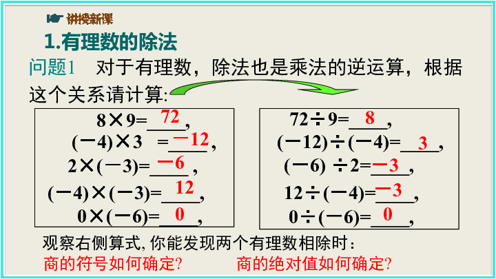 湘教版七年级数学上册第一章有理数1.5.2 第1课时有理数的除法课件（共24张）