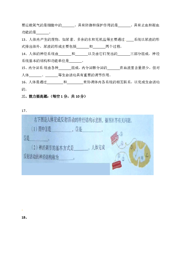 陕西省安康市汉滨区2018-2019学年八年级上学期期中考试生物试题
