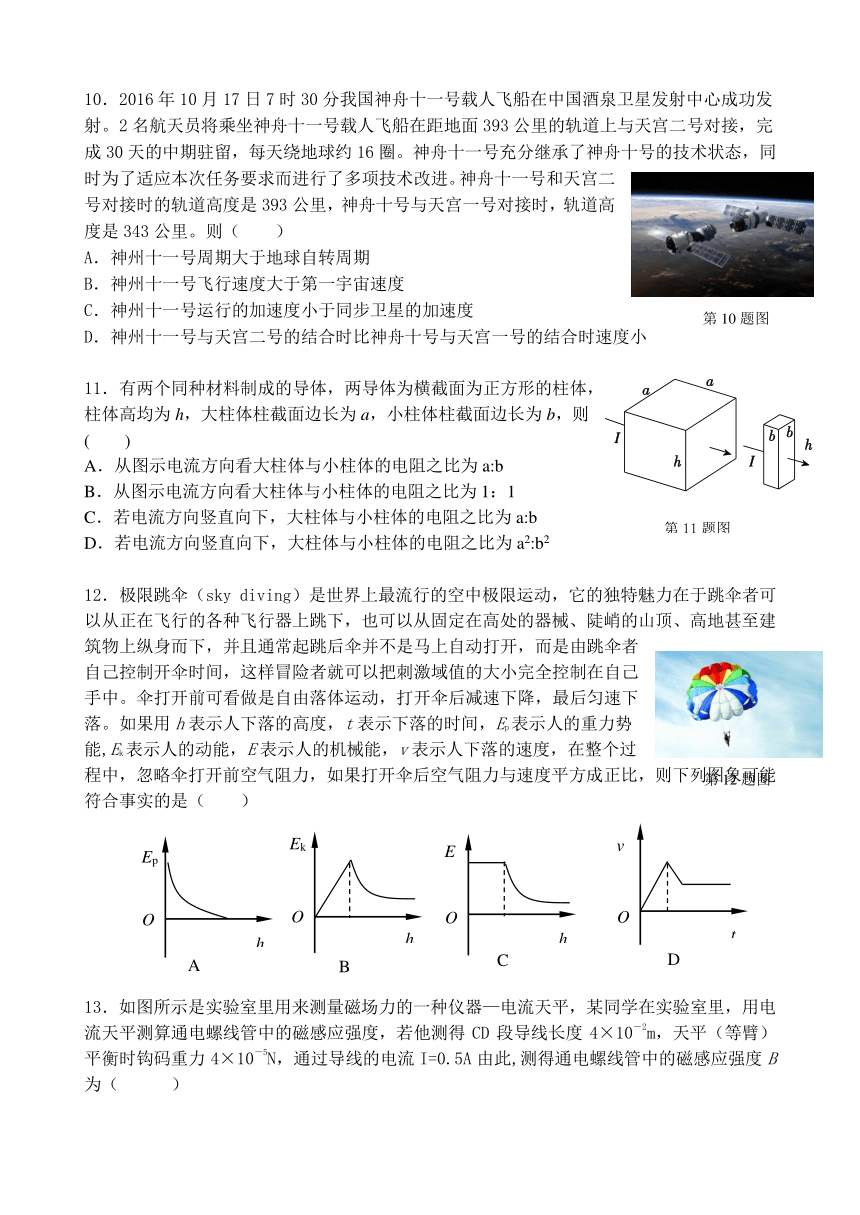 浙江省协作体2017届高三下学期考试物理试题 Word版含答案