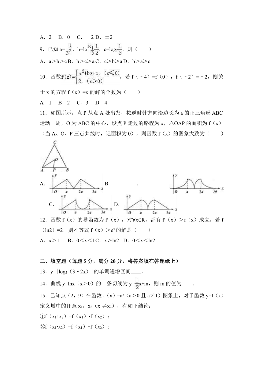 吉林省长春市朝阳实验中学2017届高三（上）第二次模拟数学试卷（文科）（解析版）