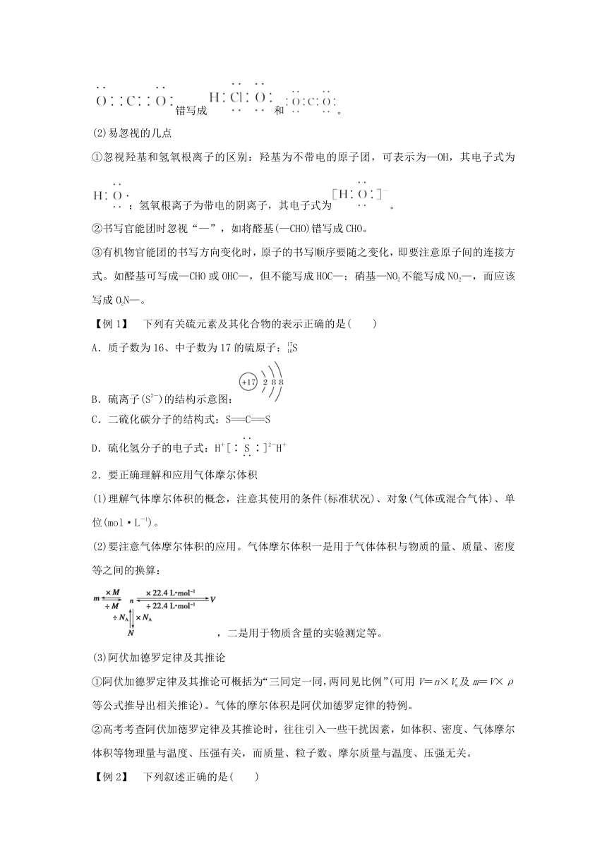 全国2017年高中化学暑期作业第2讲“化学用语与常用计量”的三重点（高考复习适用）