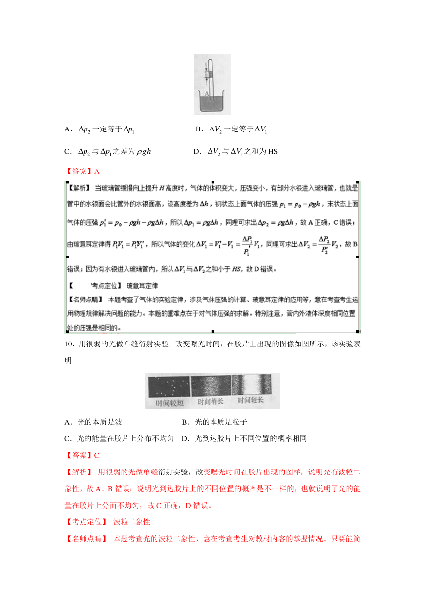 2015年高考真题——物理（上海卷）Word版含解析