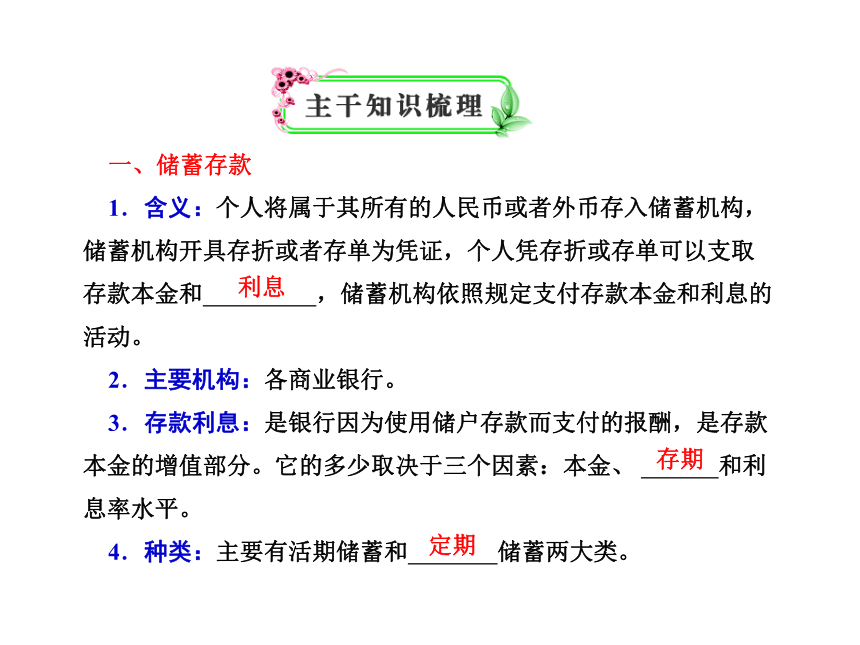 政治：2012届高三一轮复习考点突破课件——第六课投资理财的选择（人教版必修一）