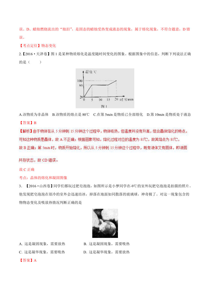 2017年中考物理二轮复习 专题10 温度 物态变化（解析版）