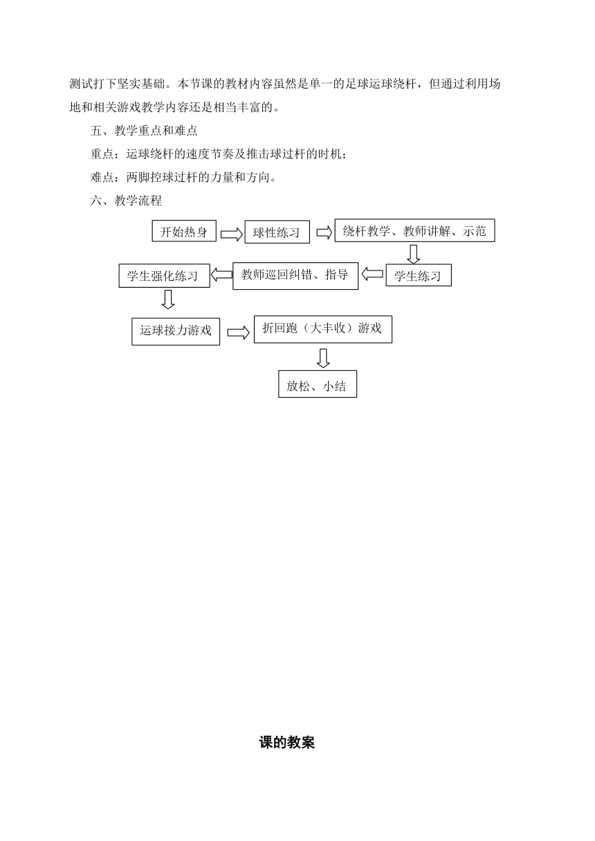 第三章 足球——运球绕杆技术 教学设计-2021-2022学年初中体育与健康（水平四）八年级全一册-人教版