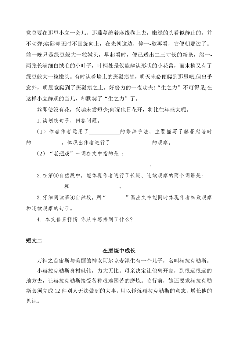 部编版2020—2021学年度第一学期四年级语文期中质量监测卷（含答案）