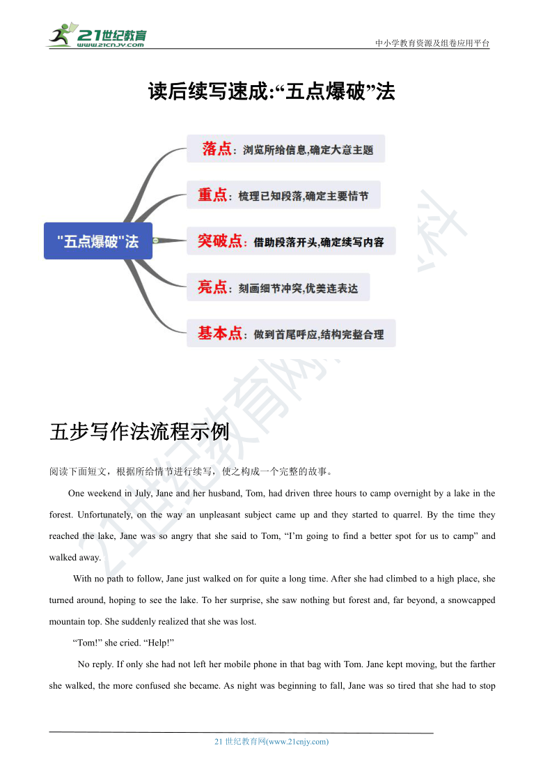 专题06 读后续写速成：“五点爆破”法学案