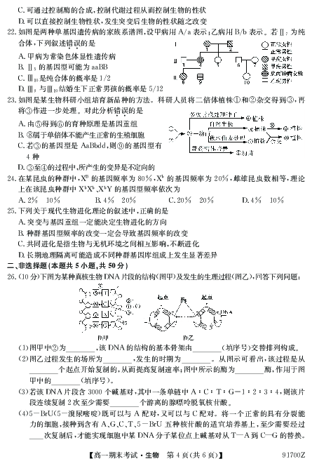 吉林省扶余一中2018-2019学年高一下学期期末考试生物试题 PDF版