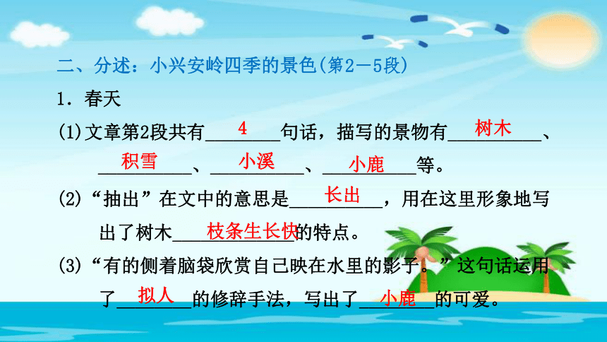 美丽的小兴安岭（课后练习）  (共19张PPT)