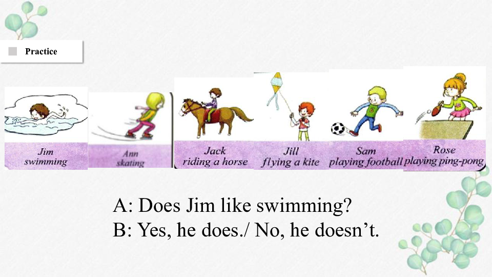 Lesson 4 Does Jim like swimming？ 课件（14张PPT）+动画视频