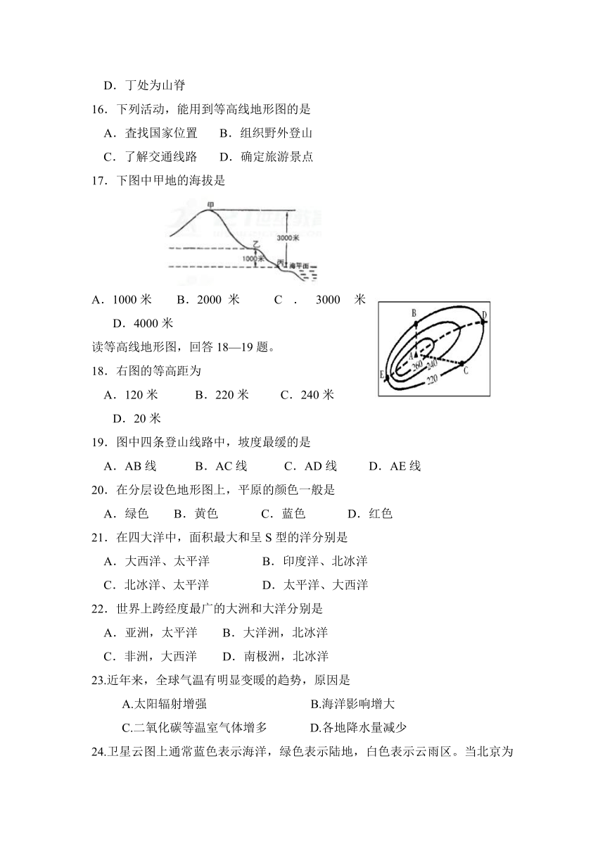 新疆乌鲁木齐市第四中学2017-2018学年七年级上学期期中考试地理试题