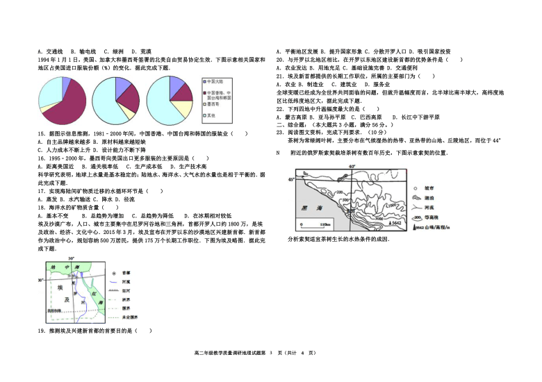 内蒙古北京八中乌兰察布分校2019-2020学年高二下学期期末考试地理试题 Word版含答案