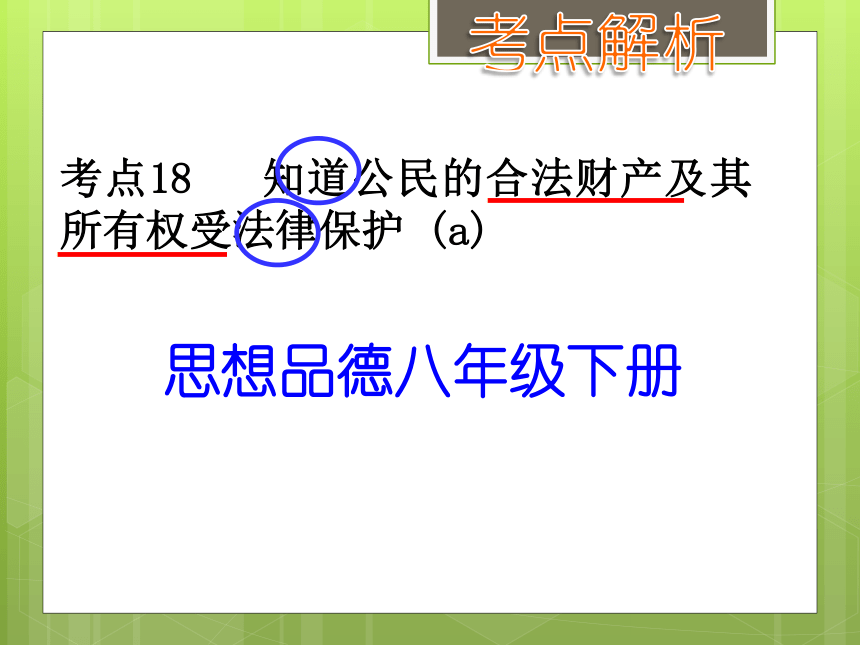 2018年中考社会思品一轮复习 公民的财产权（考点18、19） 课件