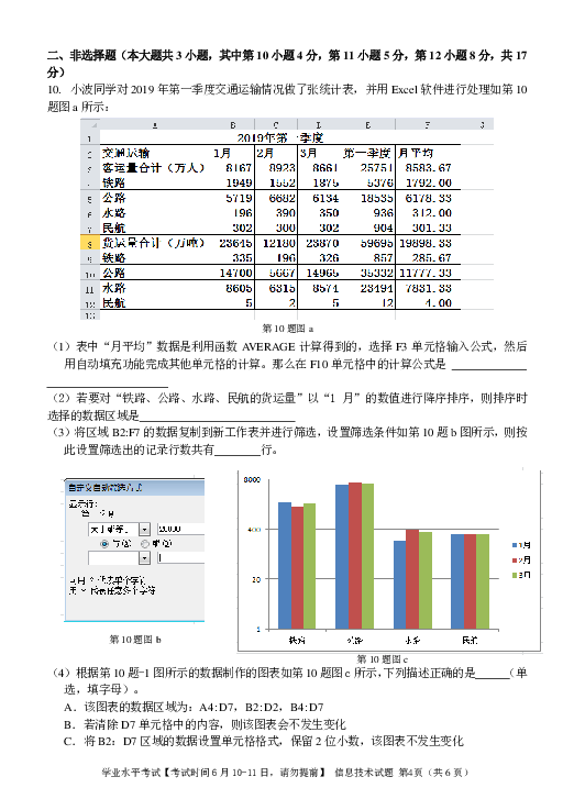 2019年6月浙江温州高二学考信息技术试卷（无答案）