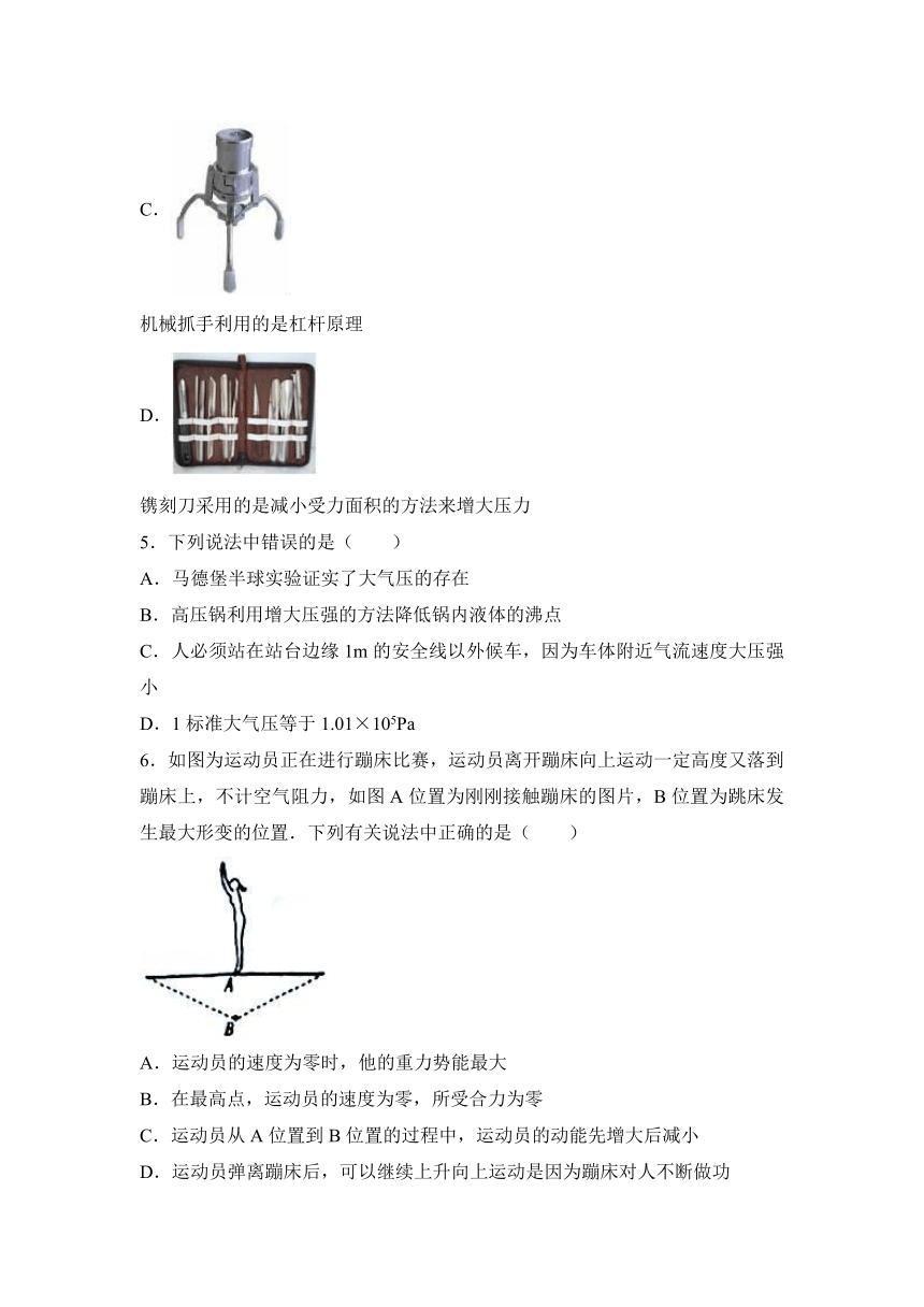 湖北省黄石市2016-2017学年八年级（下）期末物理试卷（解析版）