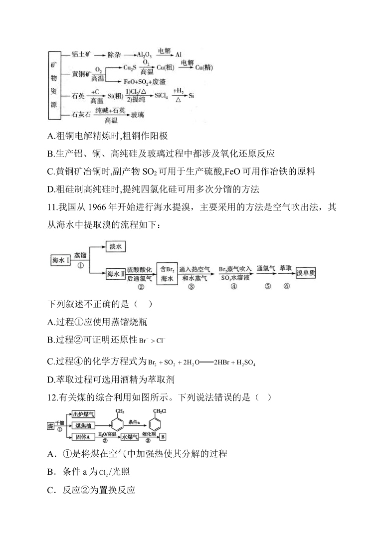 暑假作业-开发利用和金属矿物（B）2020—2021学年高一下学期化学人教版（2019）必修第二册（word版含解析）