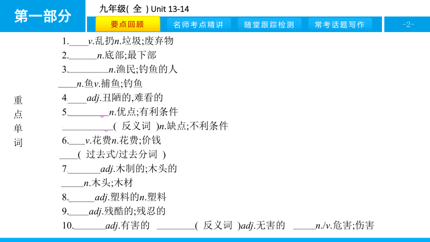 人教版新目标英语2018中考第一轮复习课件九年级(  全  ) Unit 13-14（30张）