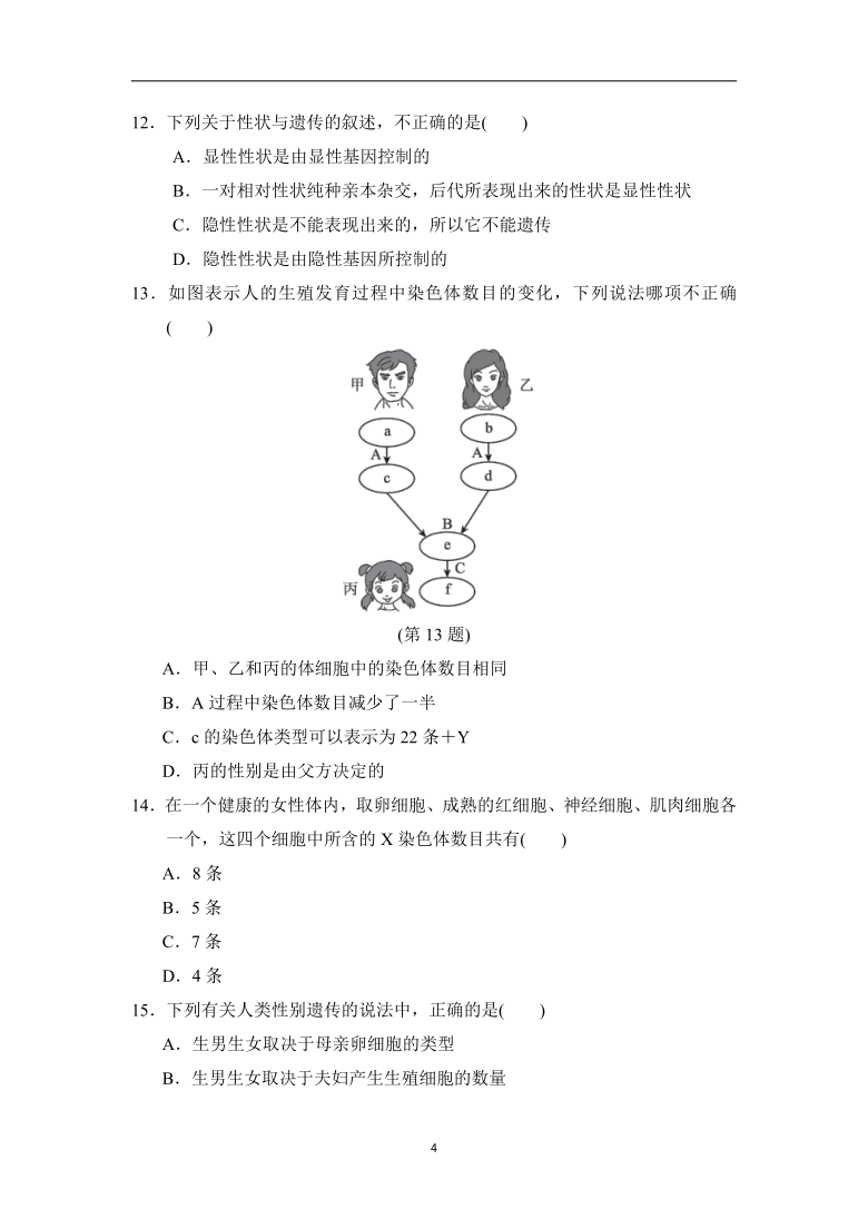 人教（新课标）版生物八年级下册第七单元第二章生物的遗传和变异达标测试卷（含解析）